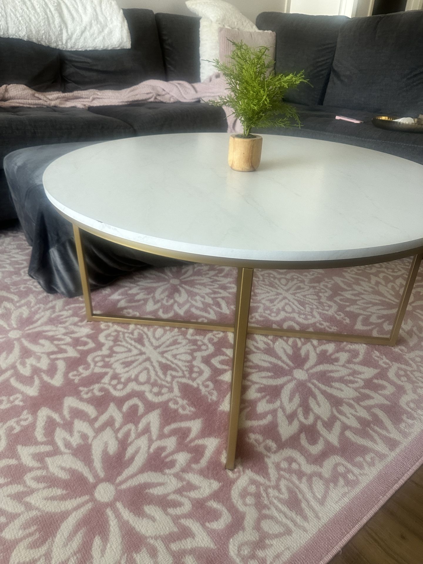 Coffee And End Table - White Marble And gold