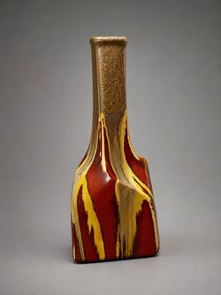 Vintage Ceramic Metallic Fire vase 12”