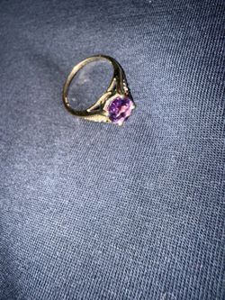 10k yellow gold w/ diamond accents amethyst