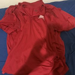 4 HEB Short Sleeved Employee Uniform Red Men’s polo work shirts - 3 Large, 1 XL