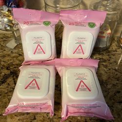 Set of 4 almay biodegradable micellar make up remover towelettes•25ct•all for $10