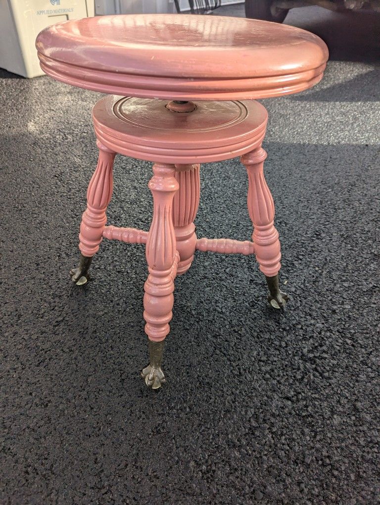 Antique Piano Stool With Glass Claw Feet