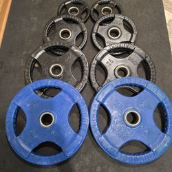 150lb Body Solid Olympic Rubber Coated Grip Weight Plates Set 