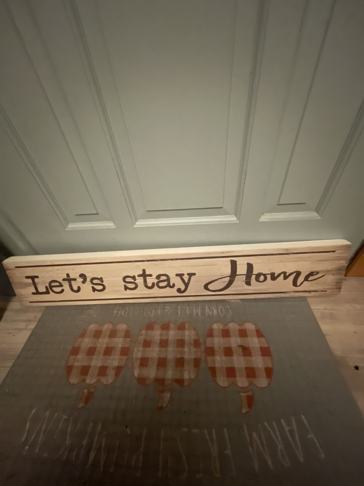 “Let’s Stay Home” Whitewash Wall Decor