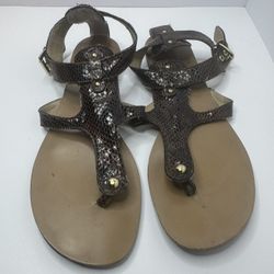 Franco Sarto Toro Brown Strappy Faux Snakeskin Sandals Size 9M 