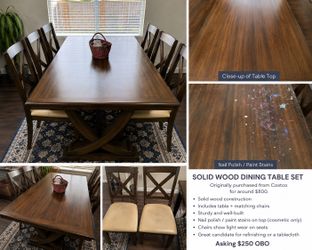 Solid Wood Costco Dining Table Set – Great Project Piece