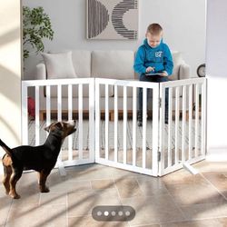 Dog Gate Indoor Freestanding Fence 24" White