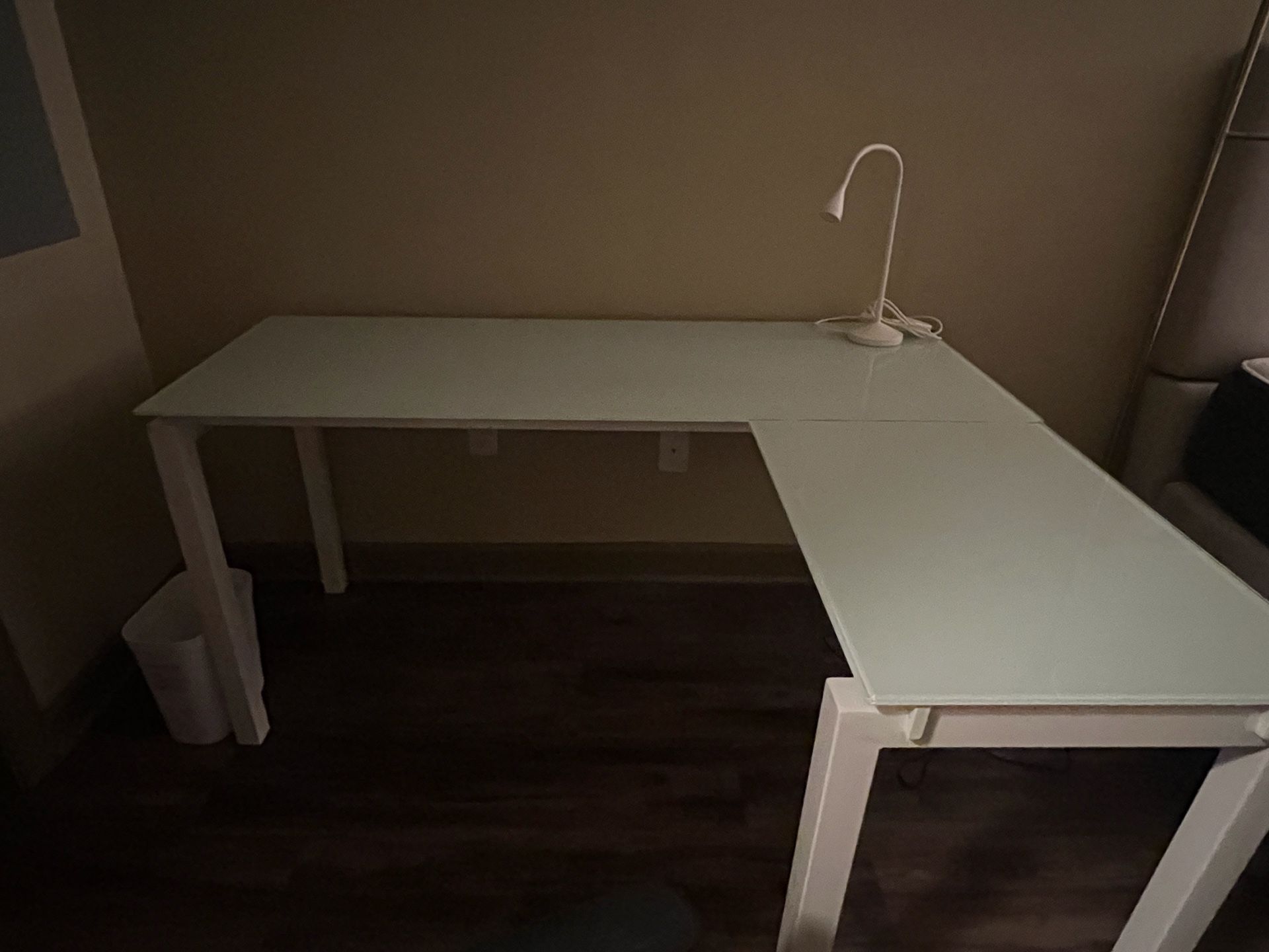 Glass L-Shaped Desk – Like New
