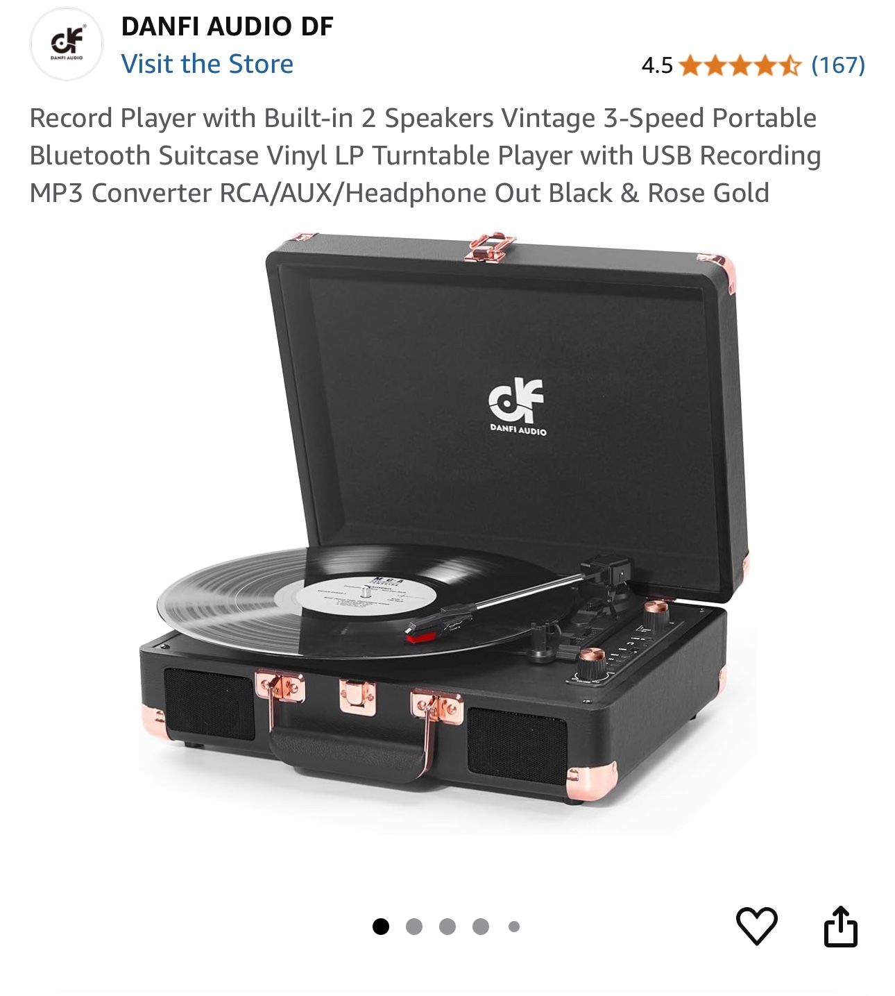 Bluetooth Suitcase Vinyl LP Turntable Player