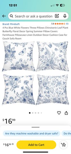 Blue Floral Pillow Covers