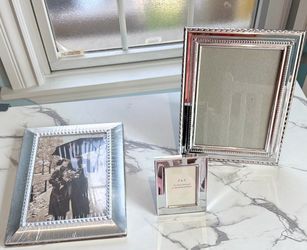 Picture Frames-Silver Tone-Set of 3- New-5 x 7 & 2 x 3.