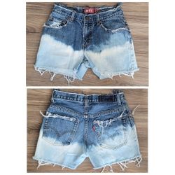 Levi's Cutoff Distressed Bleached Denim Shorts