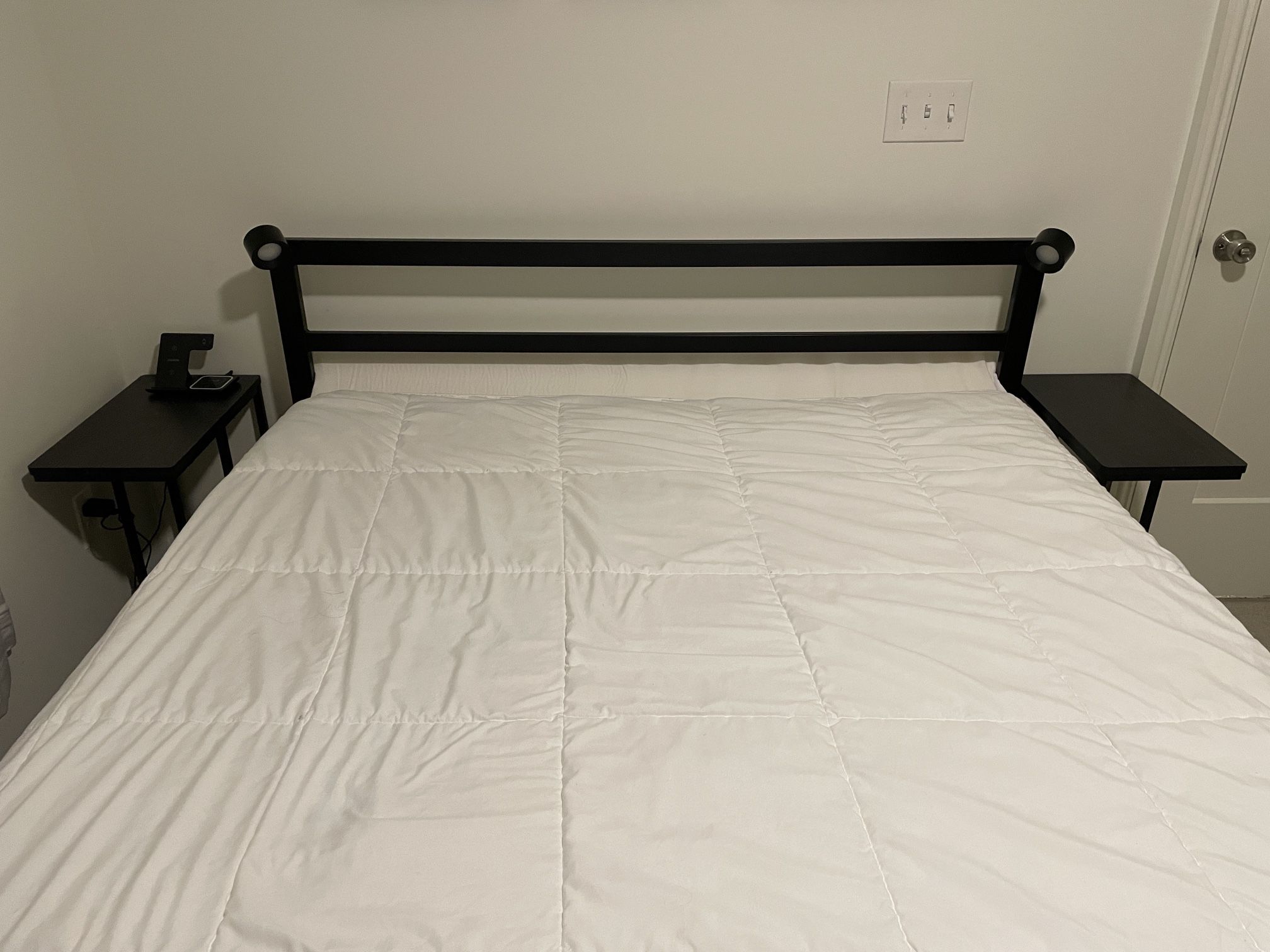 Black Metal Queen Bed Frame with Headboard