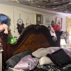 King Size Antique Bed Frame & Side Tables
