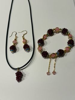 Handmade Garnet Natural Stone Bracelet, Necklace & Earrings Sets $68 each set