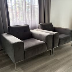 Gray Suede Lounge Chairs