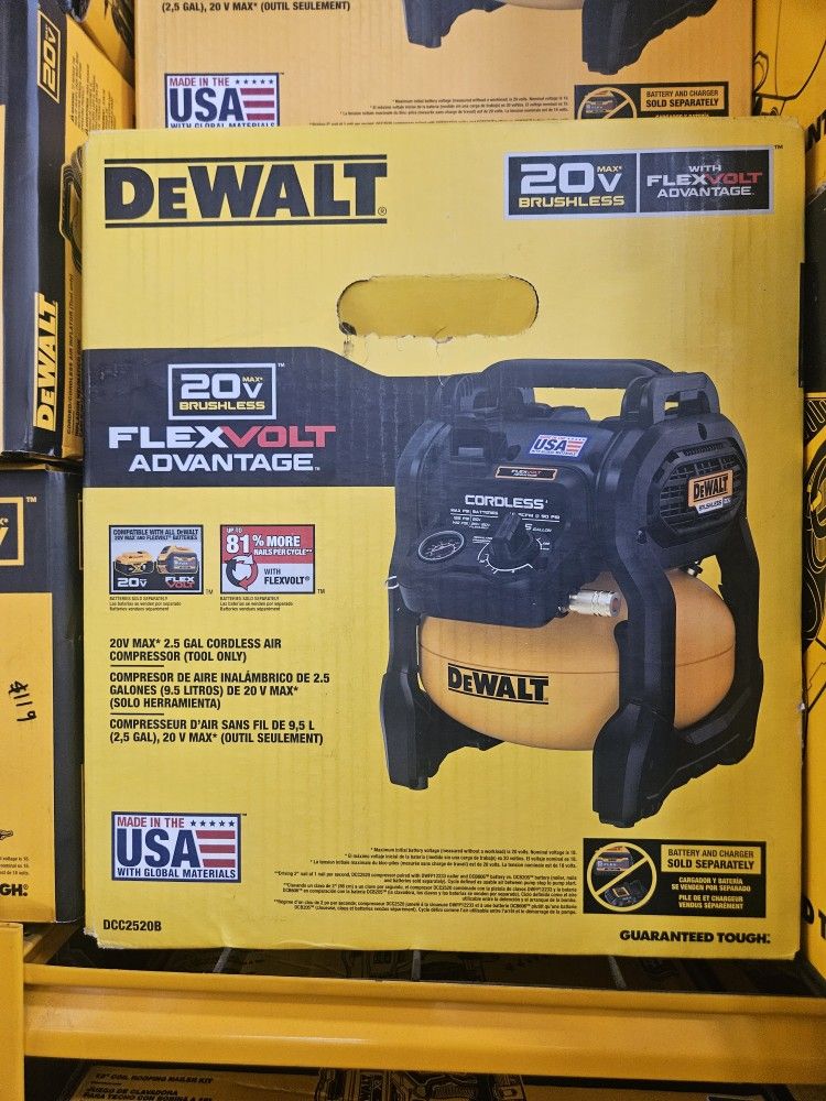 Dewalt 20v Max Flex Volt 2.5 Gal Cordless Air Compressor Tool Only