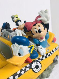 Disney Mickey Mouse & Friends Coin Piggy Bank Taxi Cab Fab 5 Five Yellow Car
