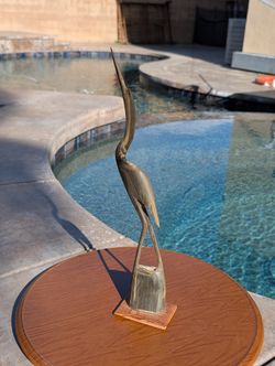 Vintage Mid-Century Modern Carved Horn Heron Crane Sculpture