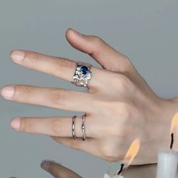 925 Sterling Silver Women's Cuff Ring Band Adjustable Size Gift 