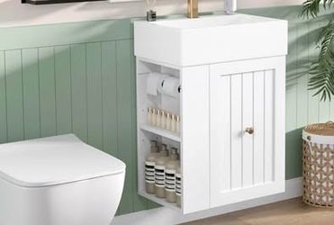 Newly Assembled 20-Inch Bathroom Vanity with Ceramic Sink MDF Storage Cabinet with Drawer Side Shelf