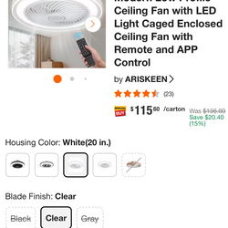 Led calling fan light white