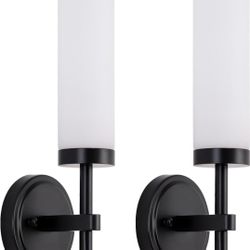 2 Black. Bathroom Modern Wall Sconces.