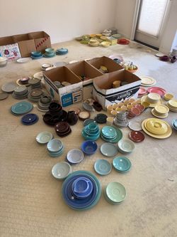 Large Lot of Vintage Colorful Ceramic Dinnerware