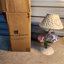 NEW VINTAGE Home Interiors Tea Light Metal Floral Butterfly Lamp  10.5 “ Tall
