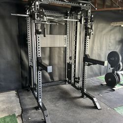 PRO SERIES Ultimate 3-1 Half Rack Functional Trainer w/Smith Machine Bar | 400lb Stack | Gym Equipment | Fitness | Commercial | Squat Rack 