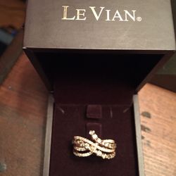 Perfect ValeGift 14k Strawberry Gold Ring W/Chocolate & Vanilla Diamonds Por