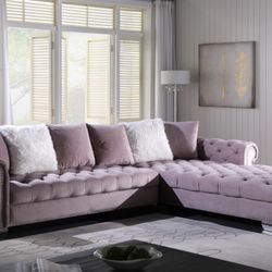 New Pink Velvet Sectional 125x90 (blue,grey,black Available)