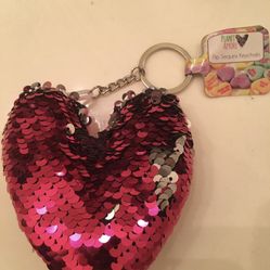 Lovely heart sequin changing keychain Valentines Day 