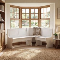 New Solid Wood Classic Wooden Breakfast Nook Corner Bench Set Solid Wood Mahogany Finish  New in box BN-B0001-WO-1  Transform your dining area with th