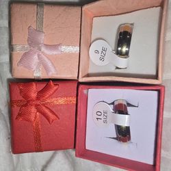 RING SET HIS TITANIUM BAND SZ 10 HER SZ 9. WILL CONSIDER FULL OR PARTIAL TRADES