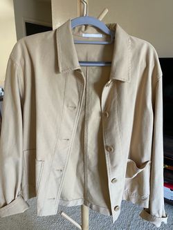 Beige Button-Up Jacket with Pockets