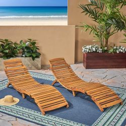 Folding Wood Chaise Lounge
Set Of 2