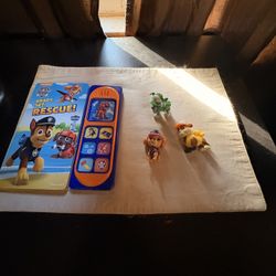 Paw Patrol Talking Book and three characters