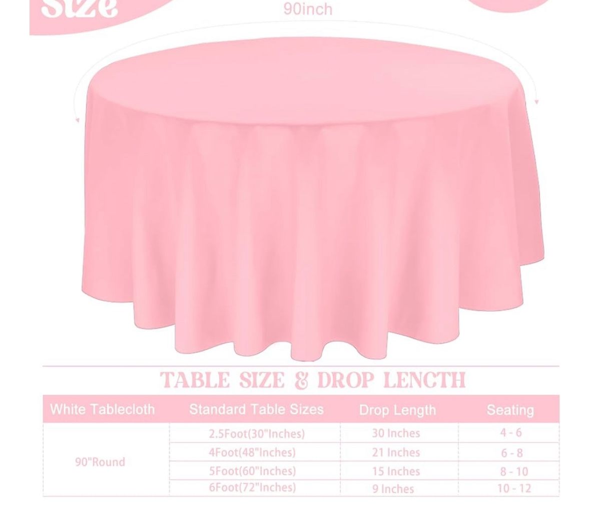 8 Pack Round Tablecloth 90 Inch Polyester