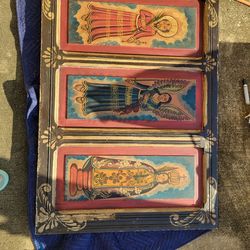 3 Spaniards Vintage Antique painting on wood