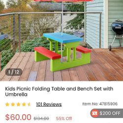Kids Picnic Table With Umbrella