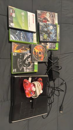 Xbox 360 Slim 250GB Bundle + 8 Games + Pink Controller