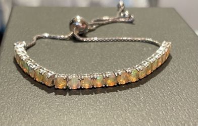 Ethiopian Opal Bolo Style Sterling Silver Bracelet