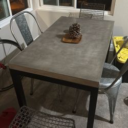 Crate & Barrell Polished Concrete Dining Table 