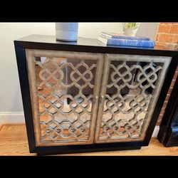 Accent Cabinet Chest — Mirrored Quatrefoil Design