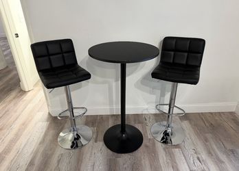 Modern Pub Table Set – 2 Adjustable Bar Stools Included