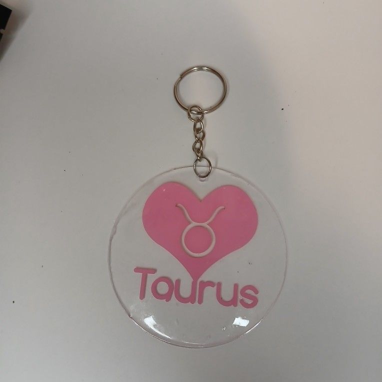 Pink heart handmade zodiac keychain 3 in