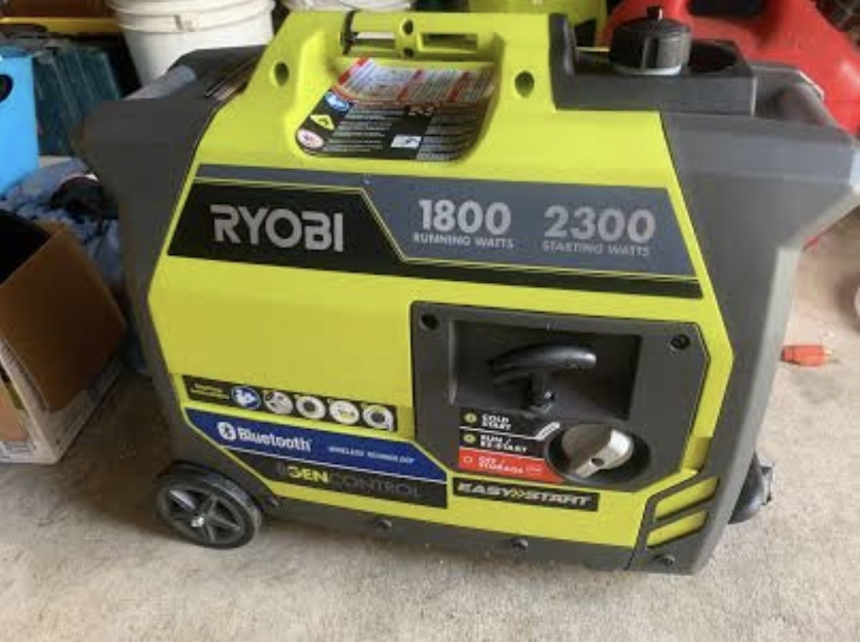 Ryobi 2300 inverter generator. Bluetooth 20 hours like new