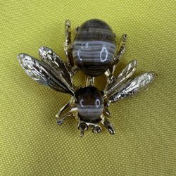 Glass Vintage Fly Insect Brooch 