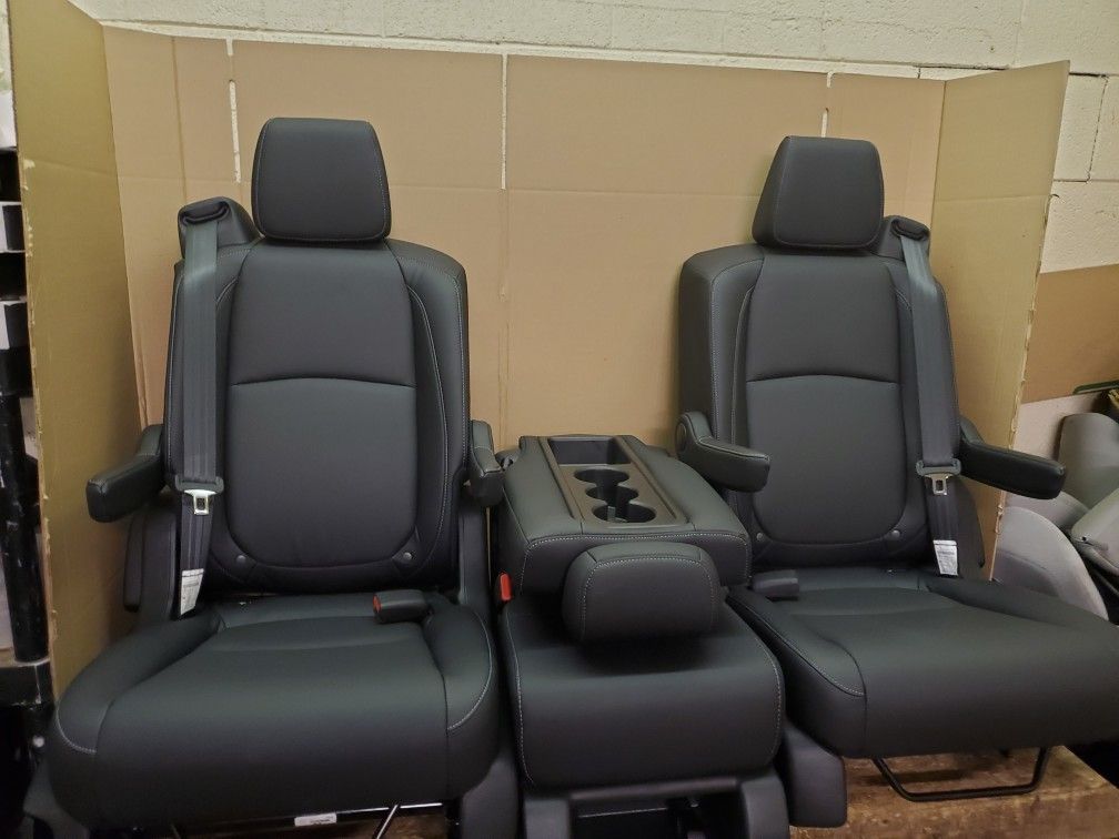 BRAND NEW BLACK LEATHER BUCKET SEATS WITH SEATBELTS AND MIDDLE SEAT for Sale in Nashville, TN